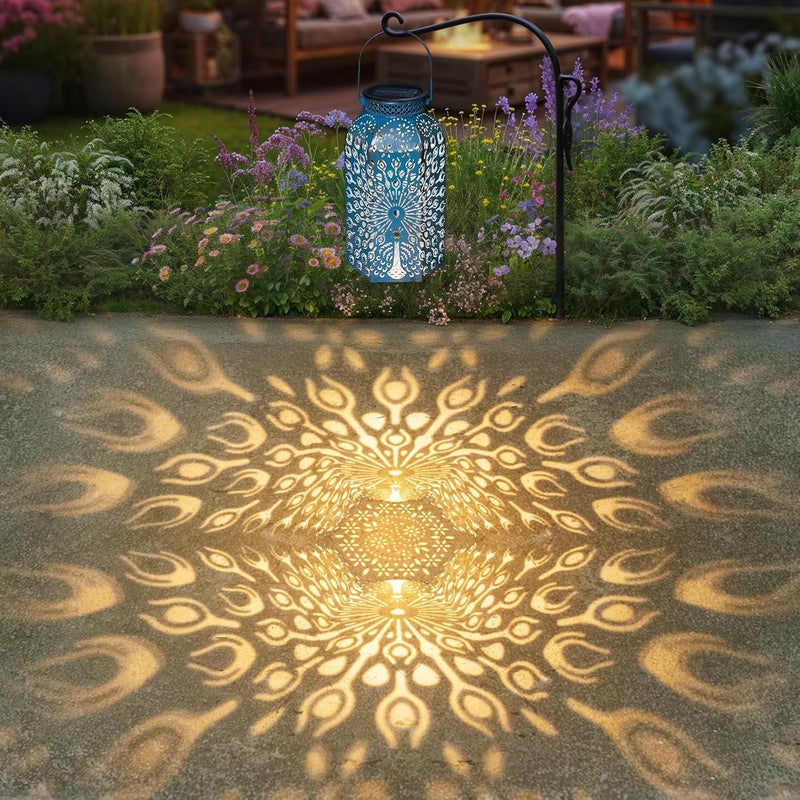 HOMEIMPRO Christmas Gifts for Women Solar Lanterns Outdoor Waterproof Peacock Garden Gifts Mom, Big Solar Lights, Garden Decor, Yard Art, Mothers' Day Birthday Gifts Grandma Grandpa(2Pack, Blue Gold - Image 5